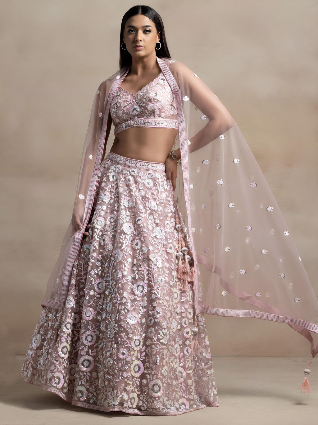 Floral Sequins Embroidered Lehenga Choli