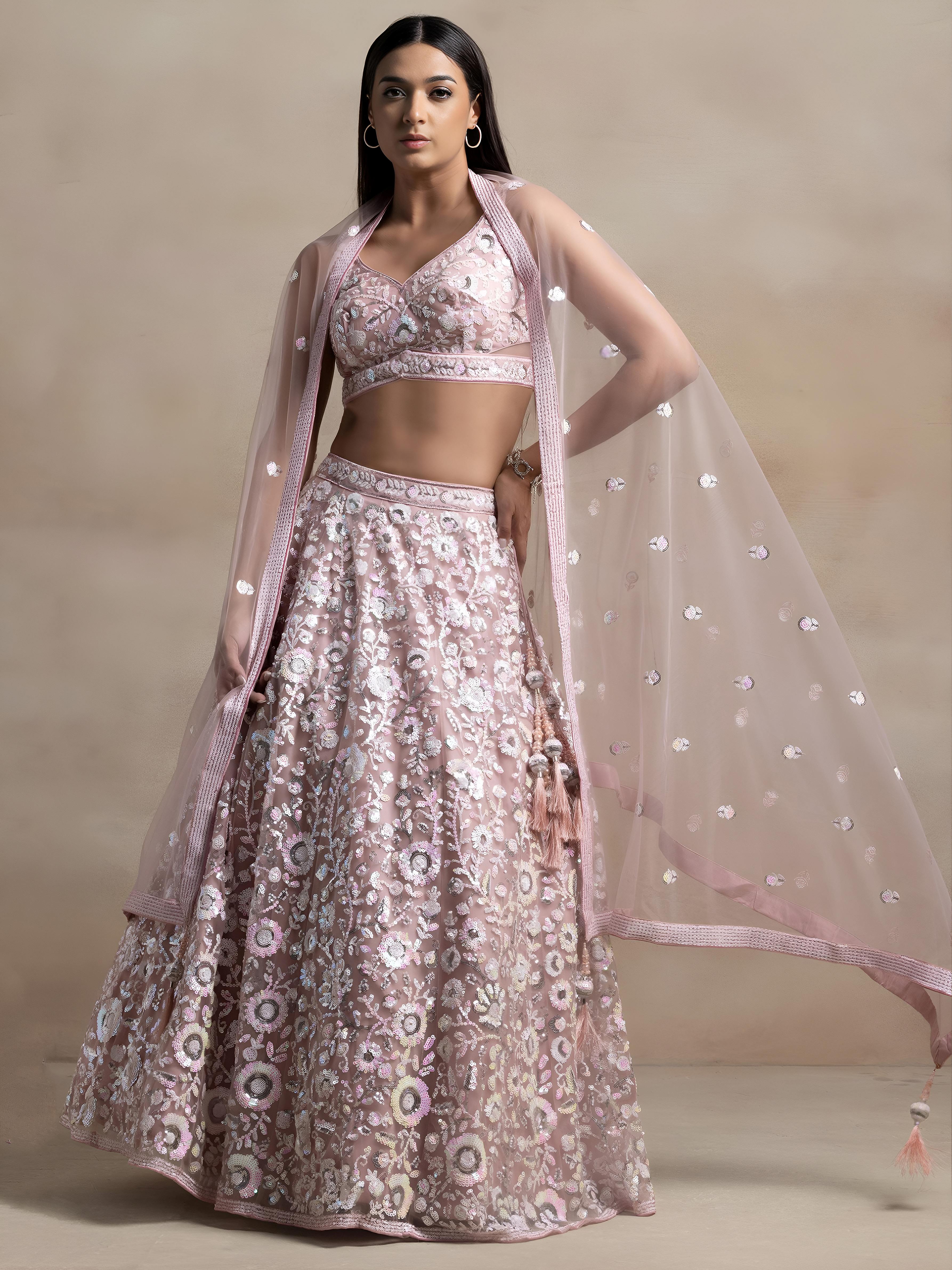 Floral Sequins Embroidered Lehenga Choli