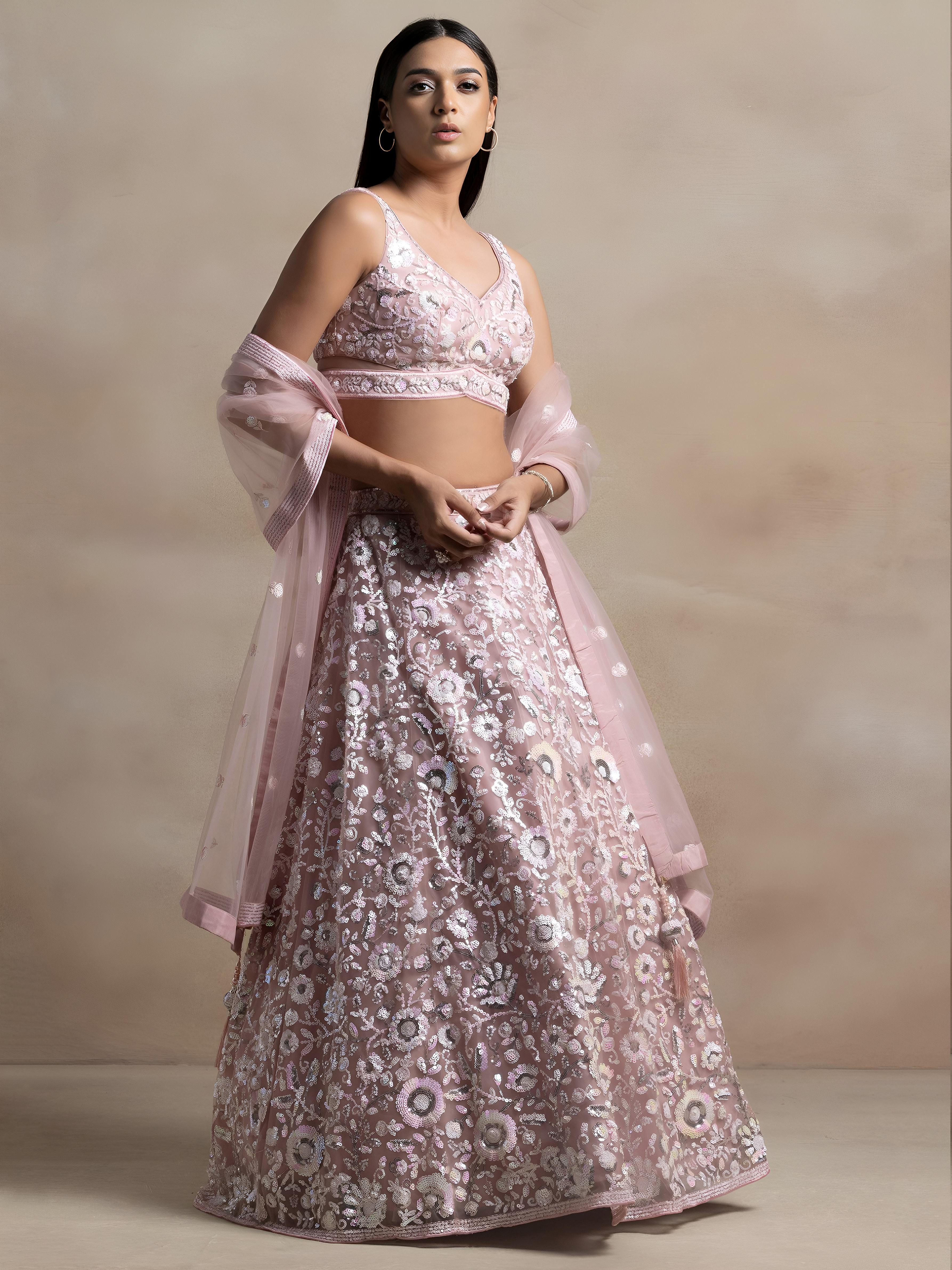 Floral Sequins Embroidered Lehenga Choli