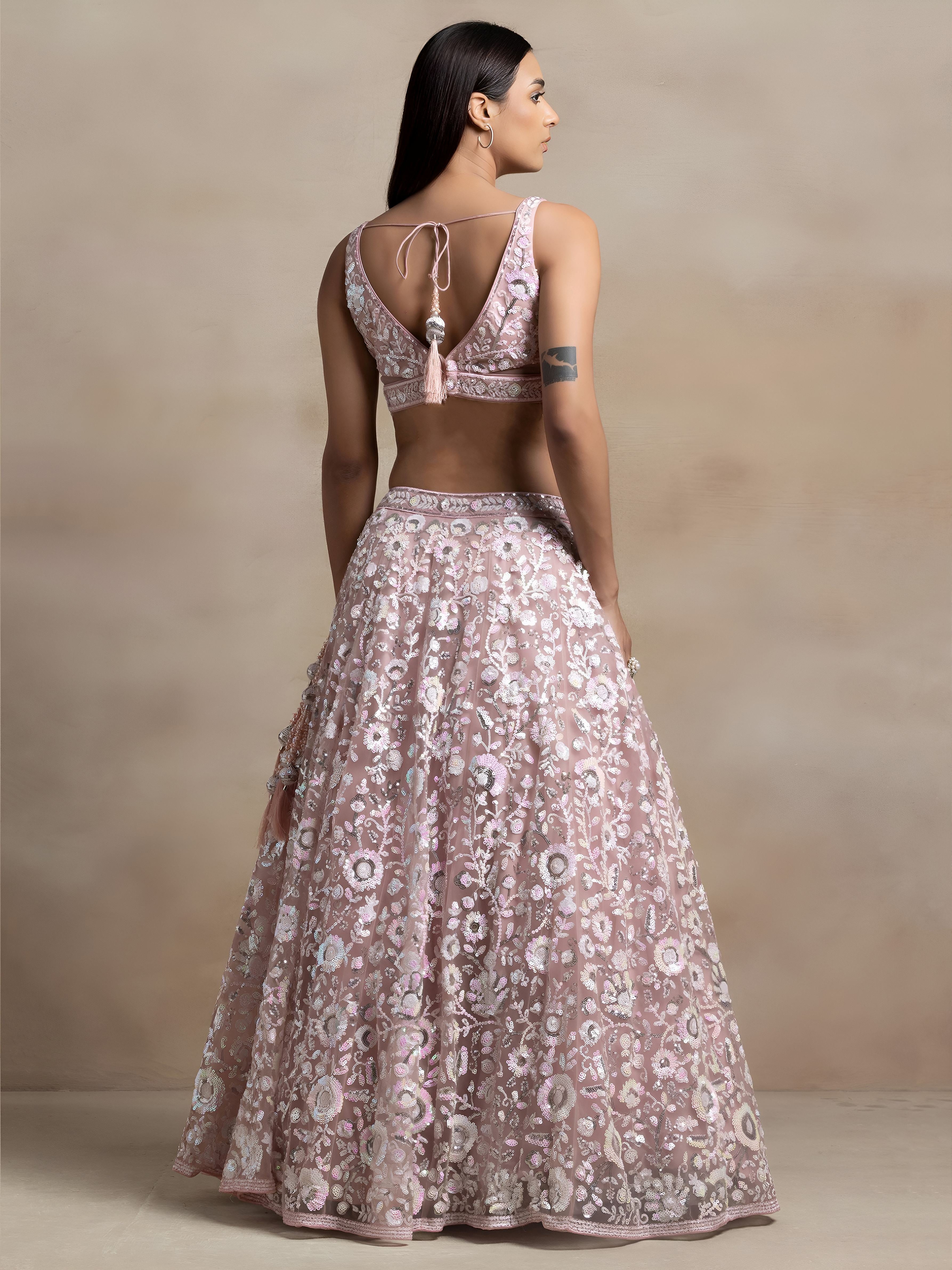 Floral Sequins Embroidered Lehenga Choli