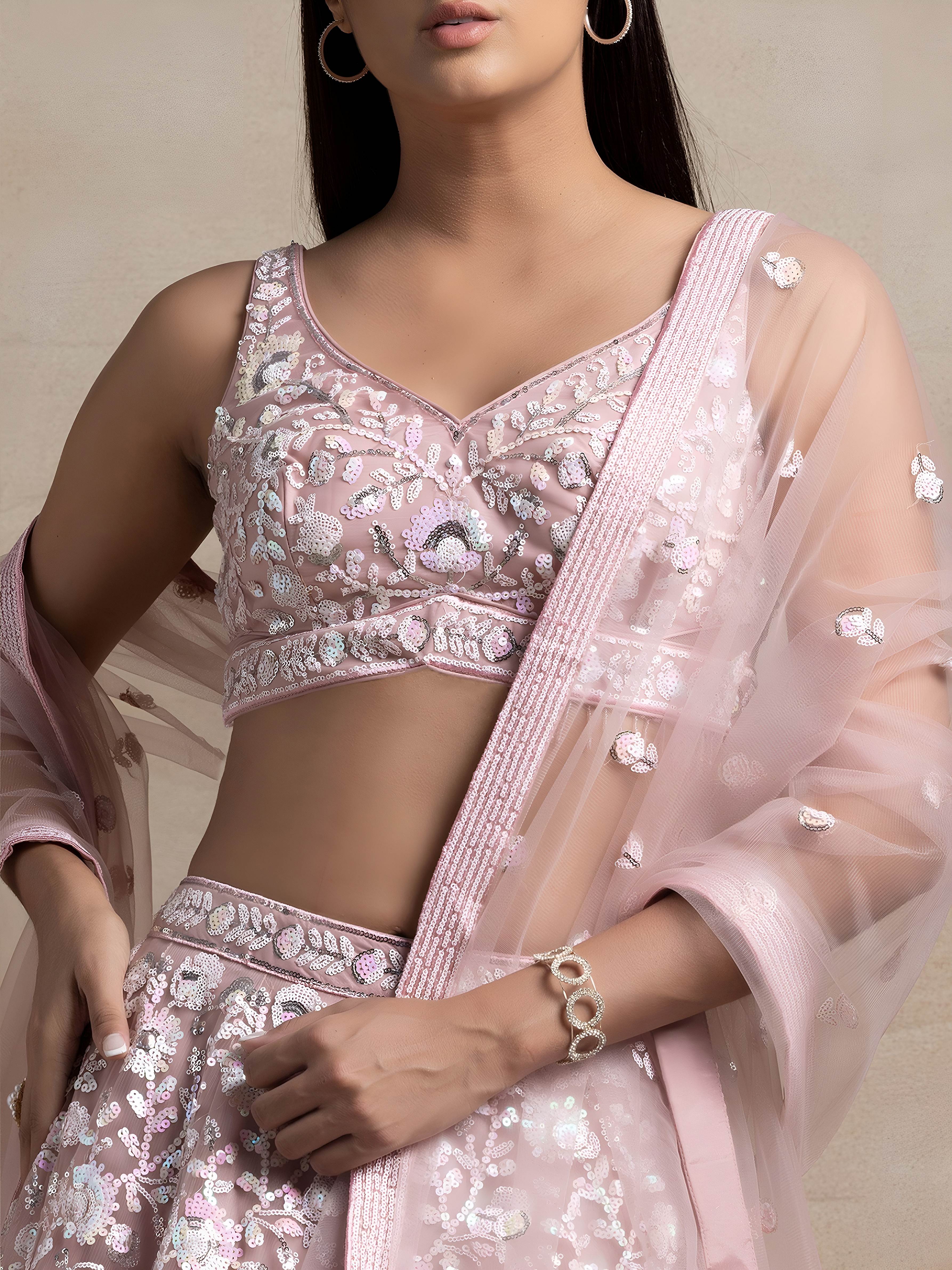 Floral Sequins Embroidered Lehenga Choli