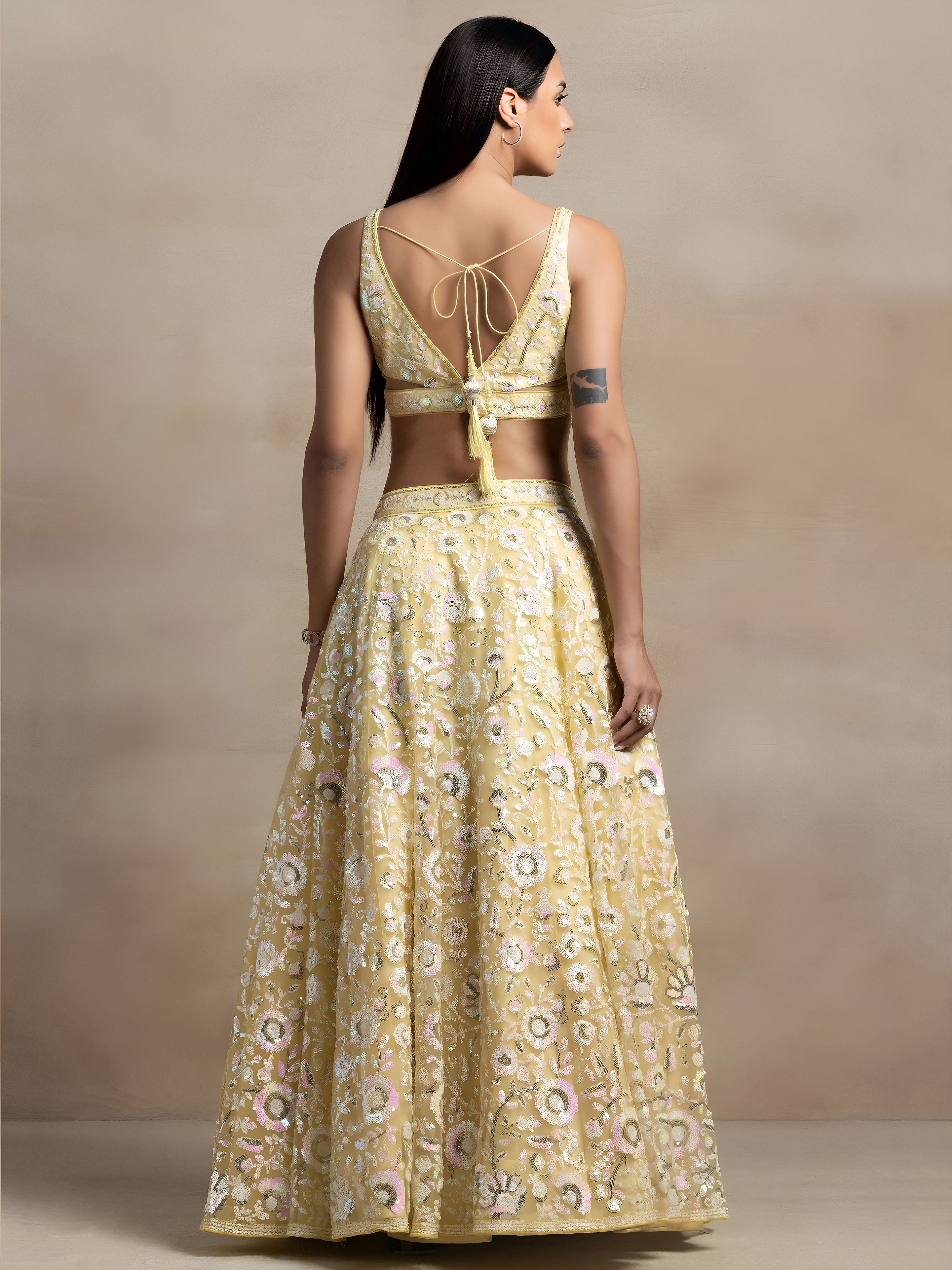 Floral Sequins Embroidered Lehenga Choli