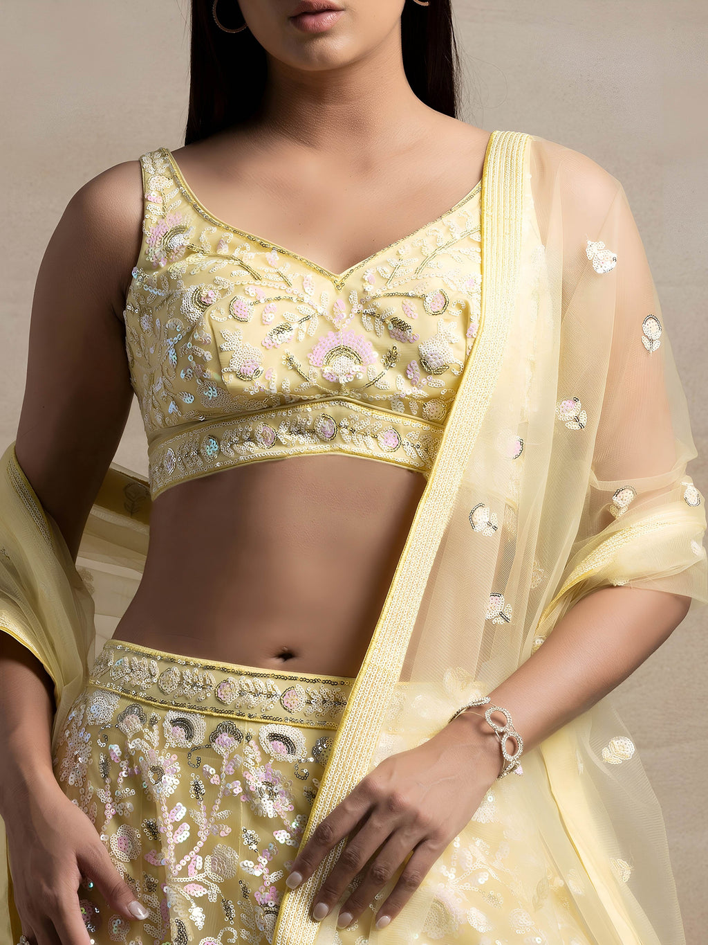 Floral Sequins Embroidered Lehenga Choli